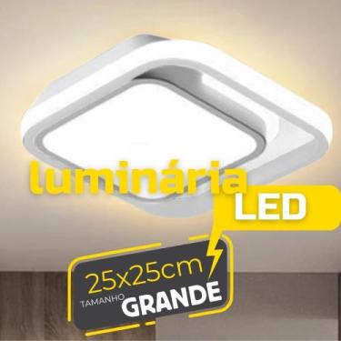 Imagem de Luminária Teto Quadrado Sobrepor 24w Luz 3 em 1 Quente Neutra Fria em 