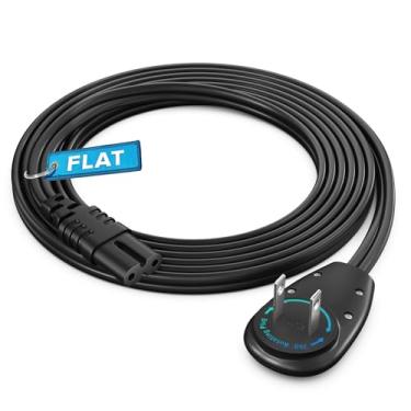 Imagem de Maximm Cabo De Alimentação Tv 2 Pinos, 6 Pés, Plugue Plano Giratório 360°, Listado Pela Ul, Não Polarizado, Compatível Com Samsung, Lg, Sony, Tcl, Hisense E Outras Smart Tvs Led Lcd, Preto