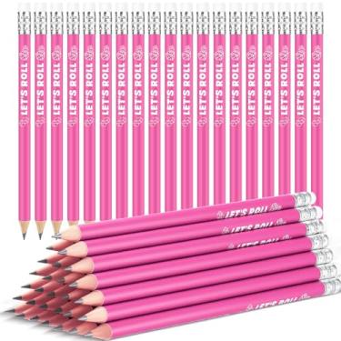 Imagem de Sinload 36 lápis Bunco Let's Roll com borrachas para jogadores, lápis rosa de madeira adequados para escrever, desenhar e artigos de festa Bunco
