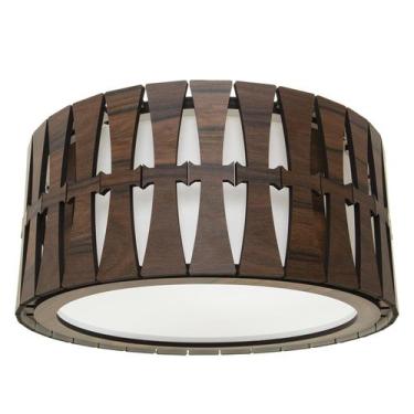 Imagem de Luminária Decorativa Madeira Plafon Maracaju 35Cm - Creatus Lustre Ilu