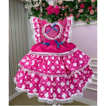 Imagem de Vestido Bella Child Junino Quermesse do Coração Pink - Compartilhe Adi