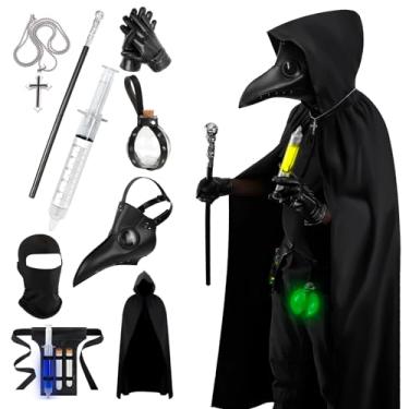 Imagem de LSBIYUTEFO Fantasia De Halloween Masculina Lsbiyutefo, Máscara Médico Da Peste Para Adultos, 11 Peças, Fantasia, Assustadora Adultos