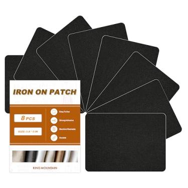 Imagem de Remendos de ferro, 8 peças de remendos de ferro em linho, adesivos de tecido para sofá, barraca, roupas, assento, kit de decoração de reparo de tela 9,4 cm por 12,4 cm (9,5 cm x 12,5 cm, preto)