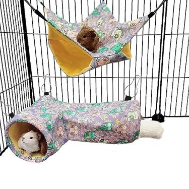 Imagem de Rede de furão de túnel de rato de porquinho-da-índia, túnel de canto de animais pequenos, tubos e cama para porco-espinho, brinquedos de esconderijo de chinchila e acessórios de gaiola (3. Rede e