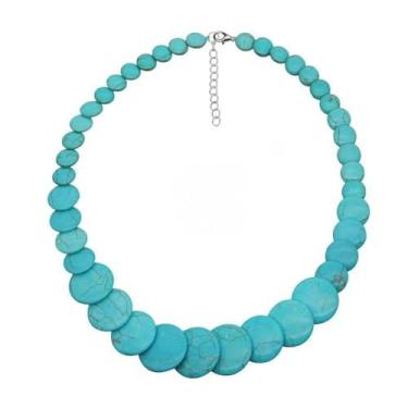 Imagem de Yecomsy Colar boêmio redondo com lascas, colorido, geométrico, turquesa, geométrico, babador, colar étnico grosso, Acrílico, Sem Pedra Preciosa