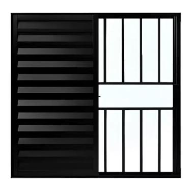 Imagem de Veneziana 3 folhas 1,20x1,20 com grade no alumínio preto