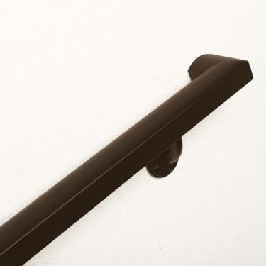 Imagem de Kit completo de corrimão de alumínio – suportes de montagem na parede com ferragens, interior e exterior, revestimento a pó, aderência confortável, design ADA mais forte, visual elegante (textura