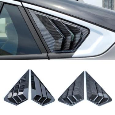 Imagem de Acabamento de janela de triângulo traseiro de carro compatível com Mondeo EcoBoost 2022+ Kit de tampa de acabamento de janela de ventilação lateral traseira acessórios de carro (preto brilhante)