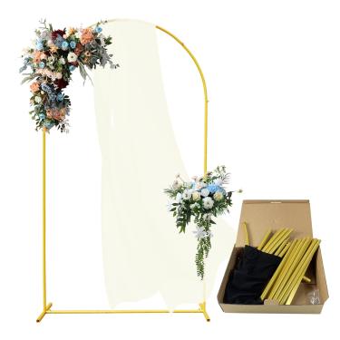 Imagem de JOJOPEPE Suporte De Arco Metal Para Cenário Casamento 2 Metros, Estrutura Balão Arqueada Festas, Aniversários, Formaturas, Chá Bebê, Materiais Decoração, Dourado