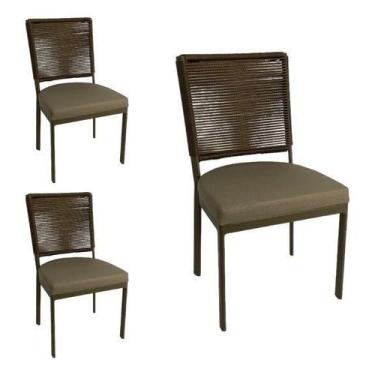 Imagem de Kit 03 Cadeiras Moderna Em Alumínio Área De Churrasqueira Fendi - Alum