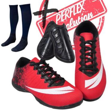 Imagem de Chuteira Futsal Quadra Adulto Infantil Meião E Caneleira Colada e Cost