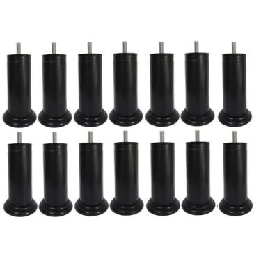 Imagem de Kit 14 Pe Cama Box Fixo Preto 12cm Plástico Com Parafuso Central - Jth