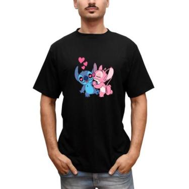 Imagem de Camiseta Masculina Lilo & Stitch Casal Apaixonado Tumblr - Bella Store