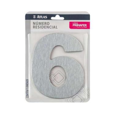 Imagem de Número Residencial Adesivo Cromado 6 - Alumínio ACM - Fita 3M VHB - In