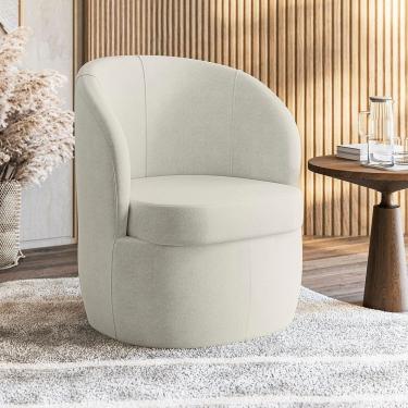 Imagem de Poltrona Decorativa Estofada E Orgânica Com Base Giratória Alajuela Espresso Móveis Bege Claro