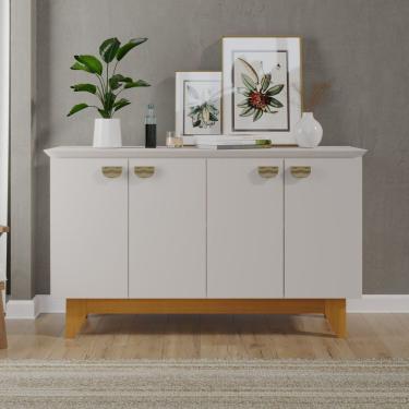 Imagem de Buffet Para Sala De Jantar 4 Portas Com Pés De Madeira Maciça Suécia Nevaska/cerejeira