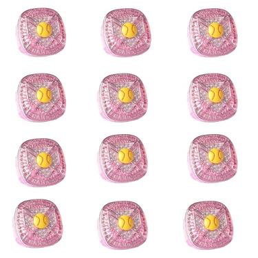 Imagem de TOPSPORTSJEWELRY Pacote com 12 anéis de jogador de softbol para torneios premiados tamanho de dedo 9 seleção de cores diferentes (anel de campeões, rosa)
