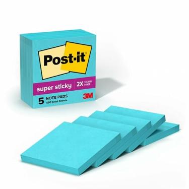 Imagem de Post-it Notas super adesivas, 5 blocos de notas adesivos, 7,6 x 7,6 cm, material escolar para estudantes, ideal para livros didáticos, cadernos, paredes e superfícies verticais, coleção de pacotes de