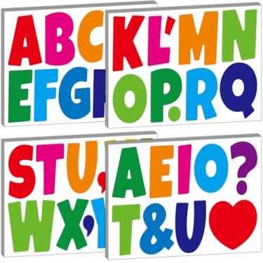 Imagem de Bemeol Adesivos de letras 210 peças de quadro de avisos de 10 cm para sala de aula alfabeto cartaz cartaz letras recortes para exibição de quadro de avisos decoração de casa (colorido)