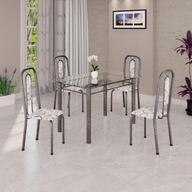 Imagem de Conjunto de Sala de Jantar com 4 Cadeiras Lívia Arabesco/ Prata - Soma