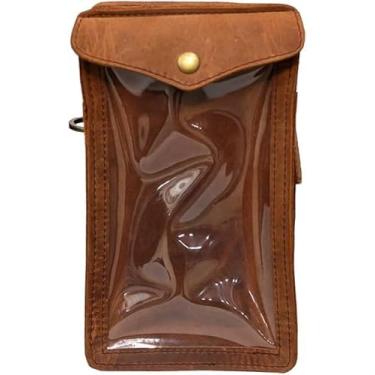 Imagem de THE BIKERZ Nova bolsa magnética de couro para motociclista aprimorada para celular com cinto, serve para celular com tela sensível ao toque de 15 cm com força magnética aprimorada e material de base