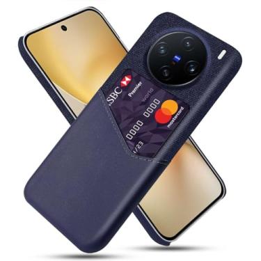 Imagem de Capa para Vivo X200 PRO Mini 5G,Anti-deslizamento,Proteção contra quedas de 360°,Resistência à impressão digital,Tela e caso de couro PU com 1 slot de cartão atrás-Blue