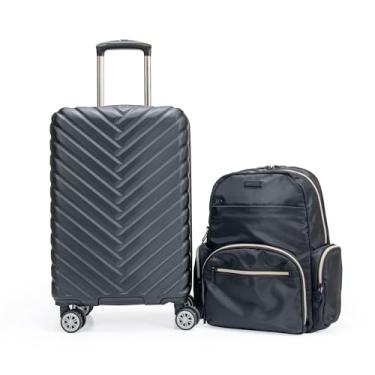 Imagem de Mochila Kenneth Cole Reaction Sophie feminina de nylon sedoso de 15,0 polegadas para laptop e tablet antifurto RFID, Black With 20" Carry-on, One Size