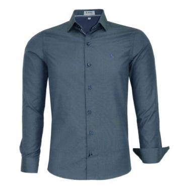 Imagem de Camisa Social Amil Masculina Slim Manga Longa Pigmentada Passa Fácil 1