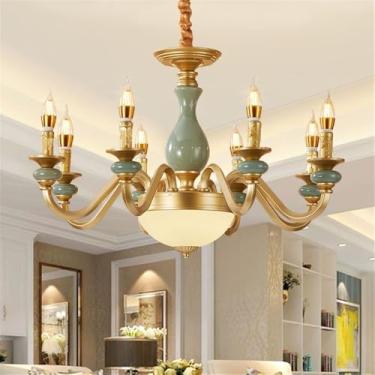 Imagem de Candelabro de Vela Europeia LED Americana Retro Cerâmica Sala de Estar Restaurante Quarto Estudo Villa Hotel Café Lâmpada Pendente (H 8 luzes)
