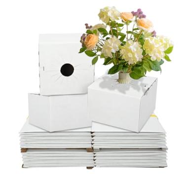 Imagem de tonchean 100 caixas de papelão para floristas, caixa de entrega rápida de floristas, caixas de flores e vasos para arranjos florais seguros durante o transporte, 15 x 15 x 10 cm
