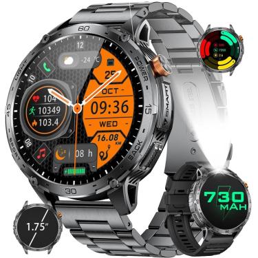 Imagem de Smartwatch LIGE TX2 para homens com tela AMOLED de 1,75" e lanterna