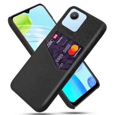 Imagem de Capa para Realme C30,Anti-deslizamento,Proteção contra quedas de 360°,Resistência à impressão digital,Tela e caso de couro PU com 1 slot de cartão atrás-Black