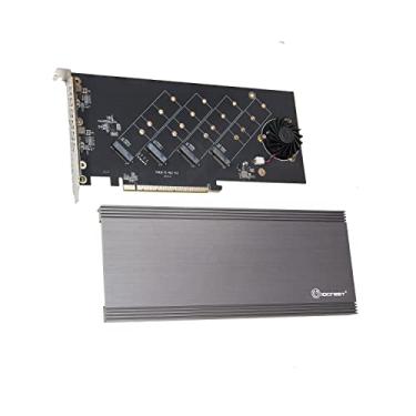 Imagem de IO CREST Placa de expansão Quad M.2 NVMe PCIe 4.0 x4 PCIe x16 NVMe M.2 até 256Gbps para AMD 3rd Ryzen sTRX40, soquete AM4 e Intel VROC NVMe Raid, Modelo PCIe 4.0 (SI-PEX40162)