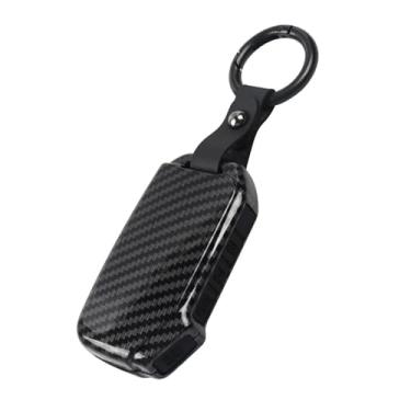 Imagem de Capa de chave de carro inteligente Ontto com suporte de metal para evitar arranhões para Kia Textura de fibra de carbono preta