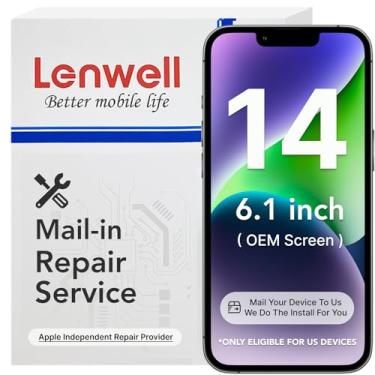 Imagem de Lenwell Serviço de reparo com tela original para iPhone 14 15.5 cm tela LCD digitalizador montagem sensível ao toque com serviço de instalação por correio