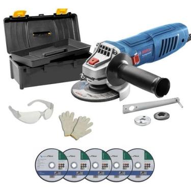 Imagem de Esmerilhadeira Ang Bosch GWS770 4.1/2" 770W + malet + discos, 110V