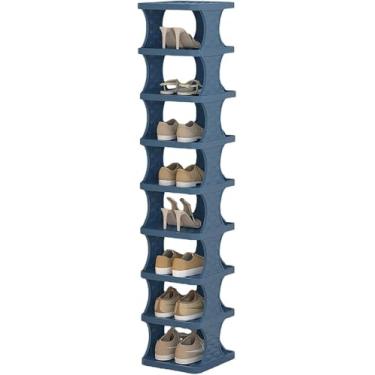 Imagem de Torre De Sapatos Vertical Estreita, Organizador De Sapatos Economizador De Espaço, Cabideiro Dobrável Multi Camada, Armazenamento De Sapatos, Para Quarto, Entrada E Corredor, Mont, Blue