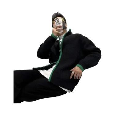 Imagem de Jaqueta Suéter De Inverno Vintage Masculina, Cardigã De Malha Espessad