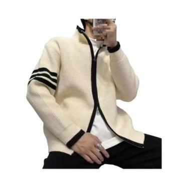 Imagem de Jaqueta Suéter De Inverno Vintage Masculina, Cardigã De Malha Espessad