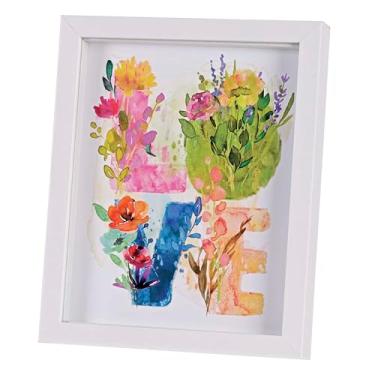 Imagem de Elanze Designs Placa decorativa emoldurada de mesa 22 x 28 cm madeira e vidro amor floral aquarela