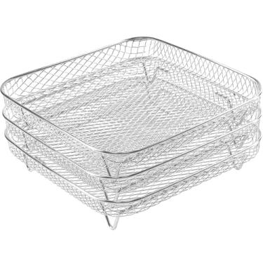 Imagem de Rack de fritadeira a ar de 20 cm, prateleiras desidratadoras quadradas empilháveis de aço inoxidável, acessórios de fritadeira a ar para vórtice instantâneo, Cosori, fritadeira Nuwave, churrasqueira