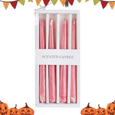 Imagem de Velas Afuniladas Sangrantes Halloween | 4 Velas Cônicas Gotejantes | Decorações Góticas Para Festas de Aniversário Sala de Estar Reuniões Familiares Noites de Cinema