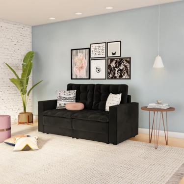Imagem de Sofá 3 Lugares Retrátil Brémen  Suede Preto