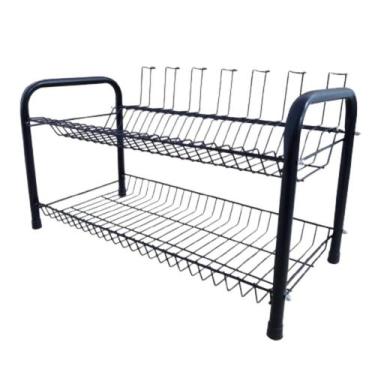 Imagem de Escorredor de pratos para 24 pratos 7 copos e talheres em aço PRETO Be