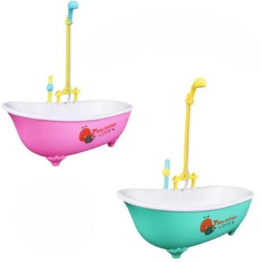 Imagem de Banheira de Brinquedo para Pássaros, Acessório para Banho de Aves com Chuveiro Banheira Automática Para Calopsita Sai Agua de Verdade (Rosa)