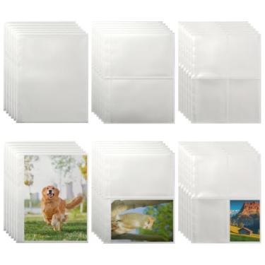 Imagem de SOFPLATE 30 unidades, 3 estilos, capas para fichário, bolsos de plástico para fotos, com 6 anéis, 29 x 14 cm, bolsos de 1/2/4, refil retangular transparente, protetor central, páginas de inserção para