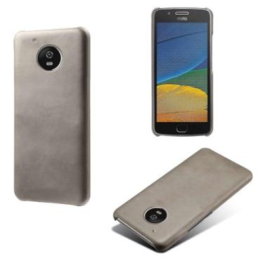 Imagem de Capa para MOTO G5,Proteção contra quedas,Casca de volta de cor sólida simples,Design de couro de imitação de plástico-Gray