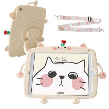 Imagem de oleaumfilter Capa para Samsung Galaxy Tab A7 Lite de 8,7 polegadas 2021 (SM-T220/T225/T227) com alça giratória de 360°, suporte para lápis, capa protetora de silicone para tablet de gato fofo para