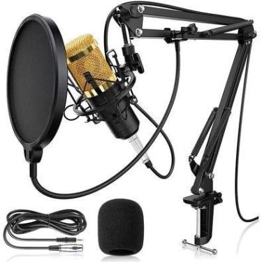 Imagem de Kit Microfone Podcast Studio Gravação Bm-800 + Pop Filter + Aranha + Braço Articulado