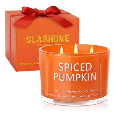 Imagem de Velas com aroma de abóbora temperada, velas perfumadas para casa, 340 g de soja luxuosa, 50 horas de tempo de queima, presentes de aniversário e Natal para mulheres e homens
